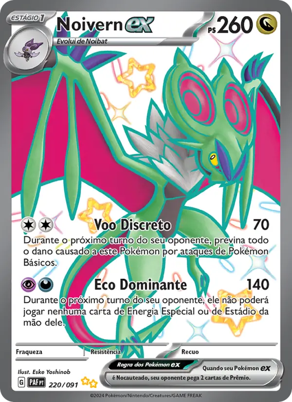 Carta Noivern ex, número 220/91 da coleção Destinos de Paldea