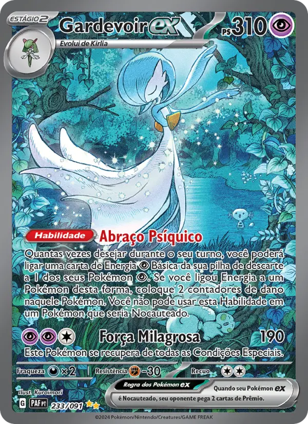 Carta Gardevoir ex, número 233/91 da coleção Destinos de Paldea