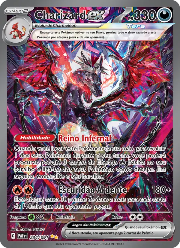 Carta Charizard ex, número 234/91 da coleção Destinos de Paldea