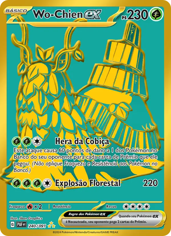 Carta Wo-Chien ex, número 240/91 da coleção Destinos de Paldea