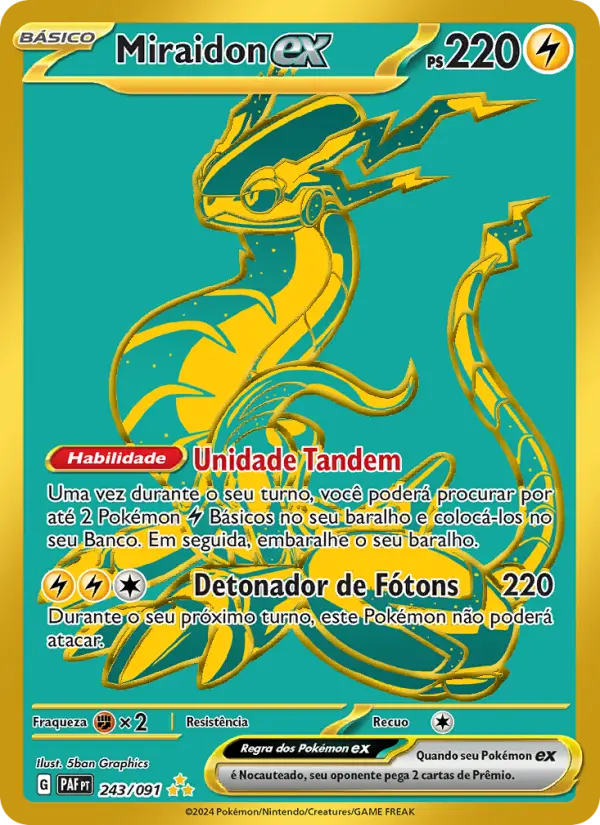 Carta Miraidon ex, número 243/91 da coleção Destinos de Paldea