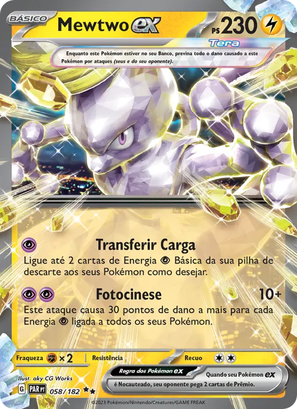 Carta Mewtwo ex, número 058/182 da coleção Fenda Paradoxal