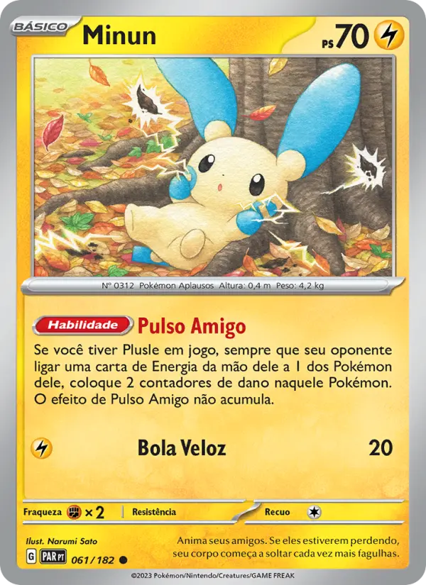 Carta Minun, número 061/182 da coleção Fenda Paradoxal