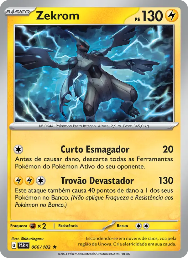 Carta Zekrom, número 066/182 da coleção Fenda Paradoxal