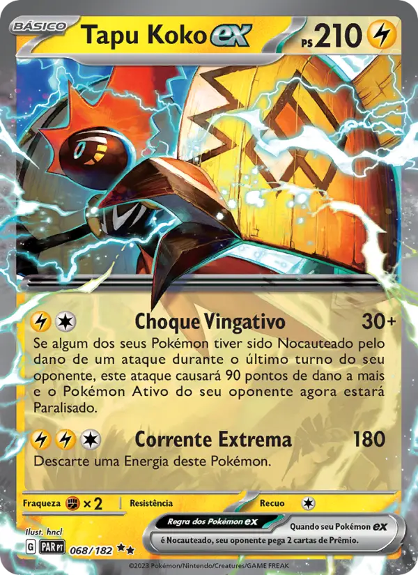 Carta Tapu Koko ex, número 068/182 da coleção Fenda Paradoxal