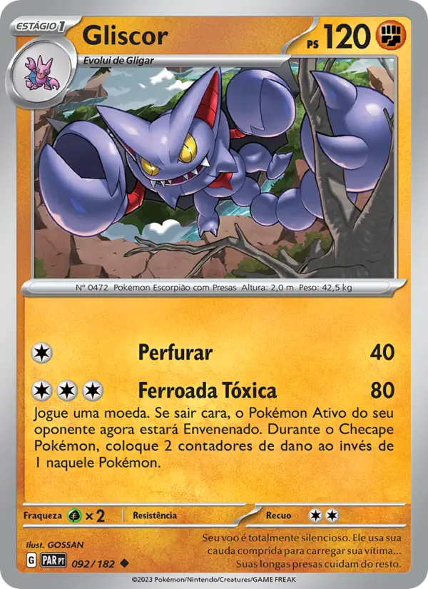 Carta Gliscor, número 092/182 da coleção Fenda Paradoxal