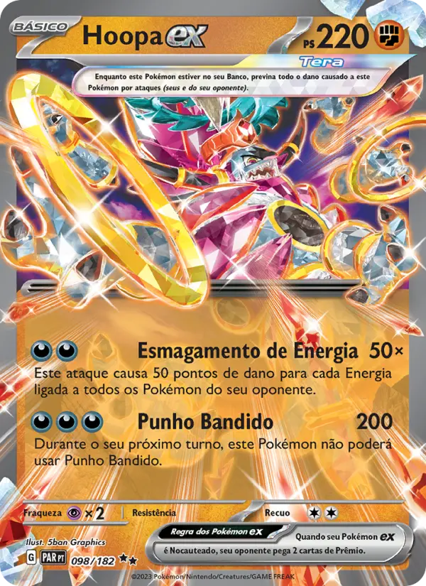 Carta Hoopa ex, número 098/182 da coleção Fenda Paradoxal