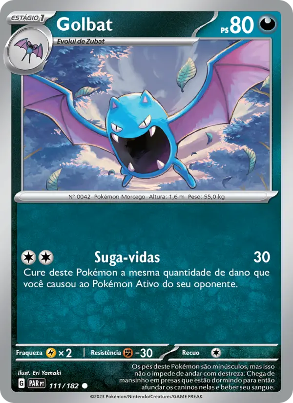 Carta Golbat, número 111/182 da coleção Fenda Paradoxal