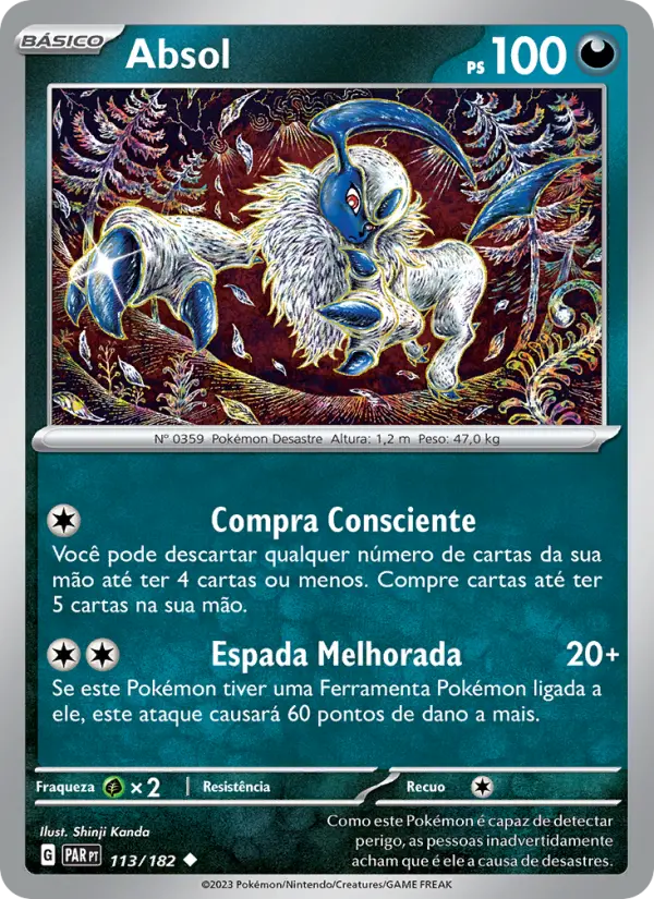 Carta Absol, número 113/182 da coleção Fenda Paradoxal