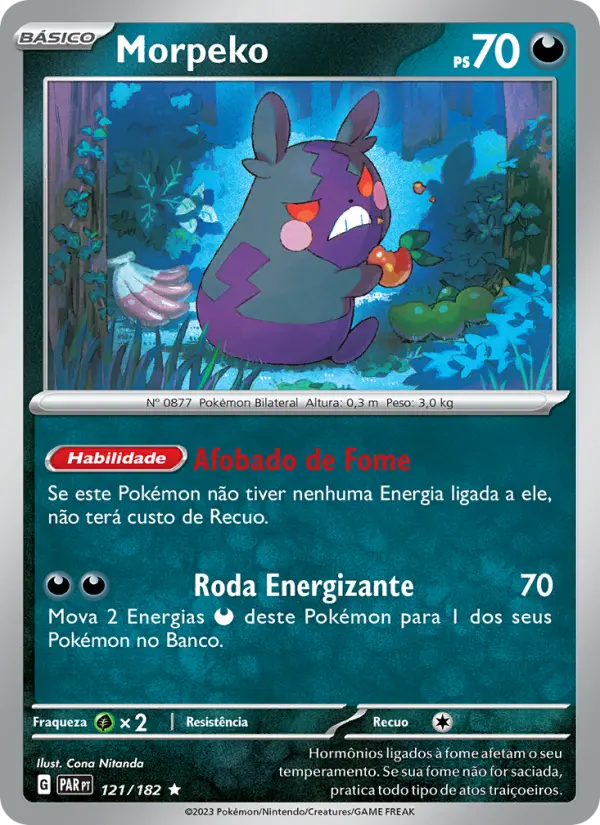 Carta Morpeko, número 121/182 da coleção Fenda Paradoxal