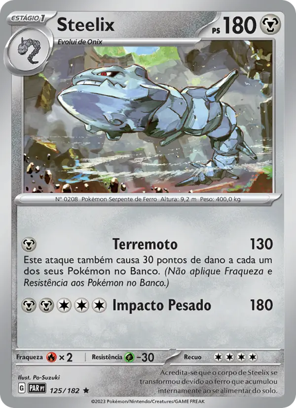 Carta Steelix, número 125/182 da coleção Fenda Paradoxal