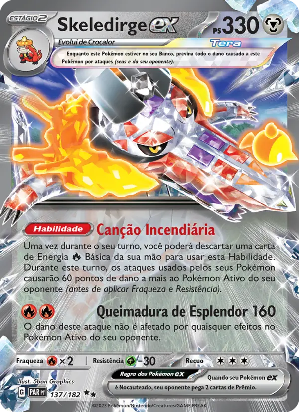Carta Skeledirge ex, número 137/182 da coleção Fenda Paradoxal