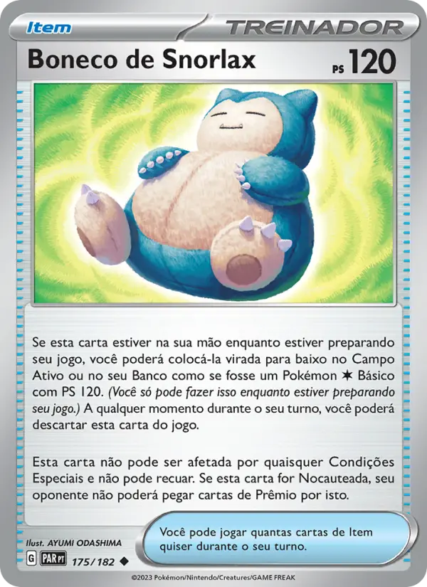 Carta Boneco de Snorlax, número 175/182 da coleção Fenda Paradoxal