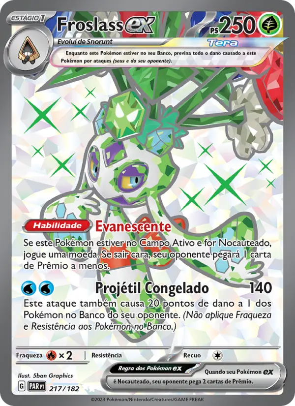 Carta Froslass ex, número 217/182 da coleção Fenda Paradoxal