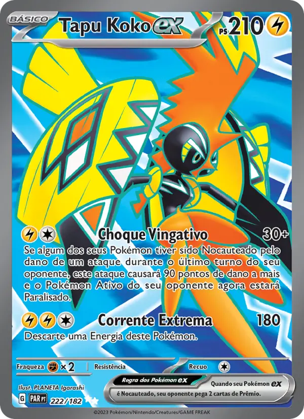Carta Tapu Koko ex, número 222/182 da coleção Fenda Paradoxal