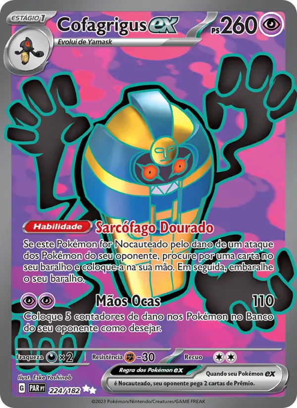 Carta Cofagrigus ex, número 224/182 da coleção Fenda Paradoxal