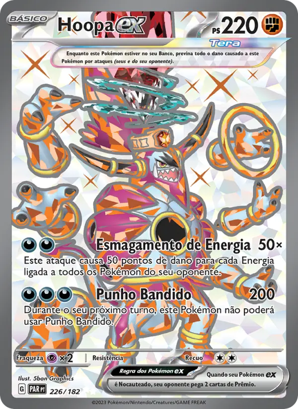 Carta Hoopa ex, número 226/182 da coleção Fenda Paradoxal