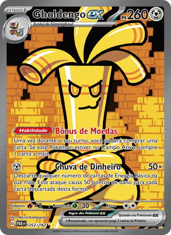 Carta Gholdengo ex, número 252/182 da coleção Fenda Paradoxal