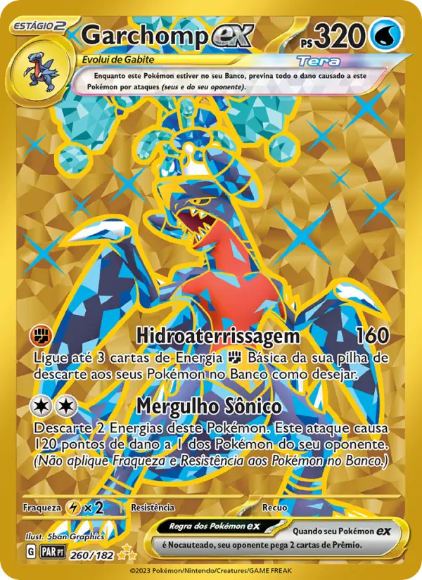Carta Garchomp ex, número 260/182 da coleção Fenda Paradoxal