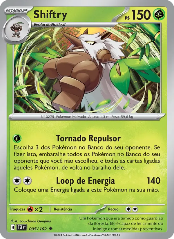 Carta Shiftry, número 005/162 da coleção Forças Temporais