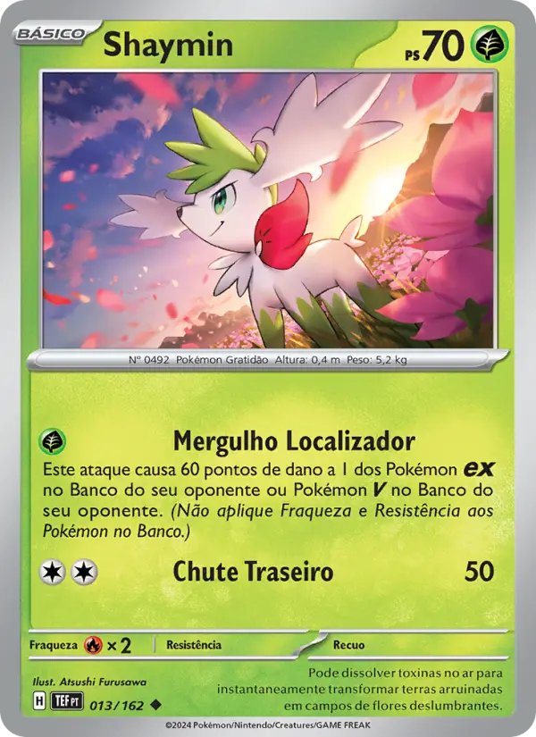 Carta Shaymin, número 013/162 da coleção Forças Temporais