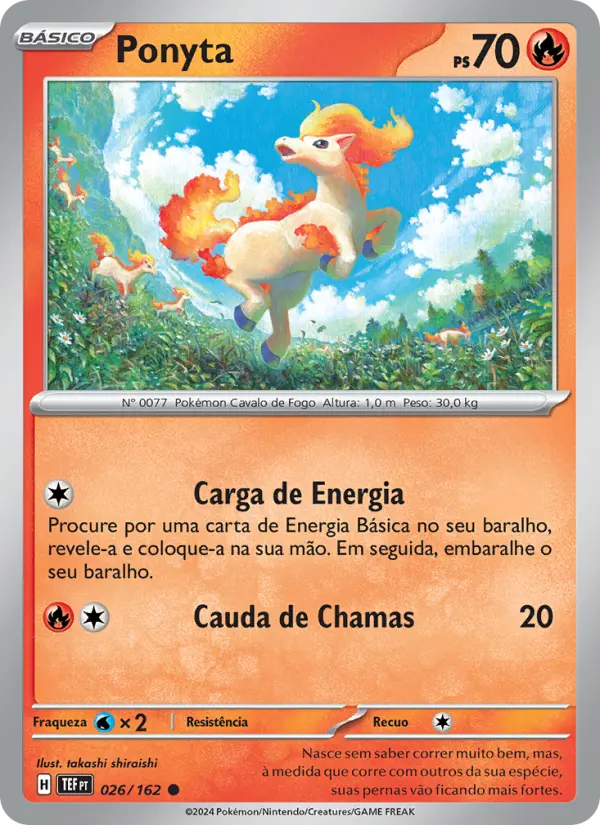 Carta Ponyta, número 026/162 da coleção Forças Temporais