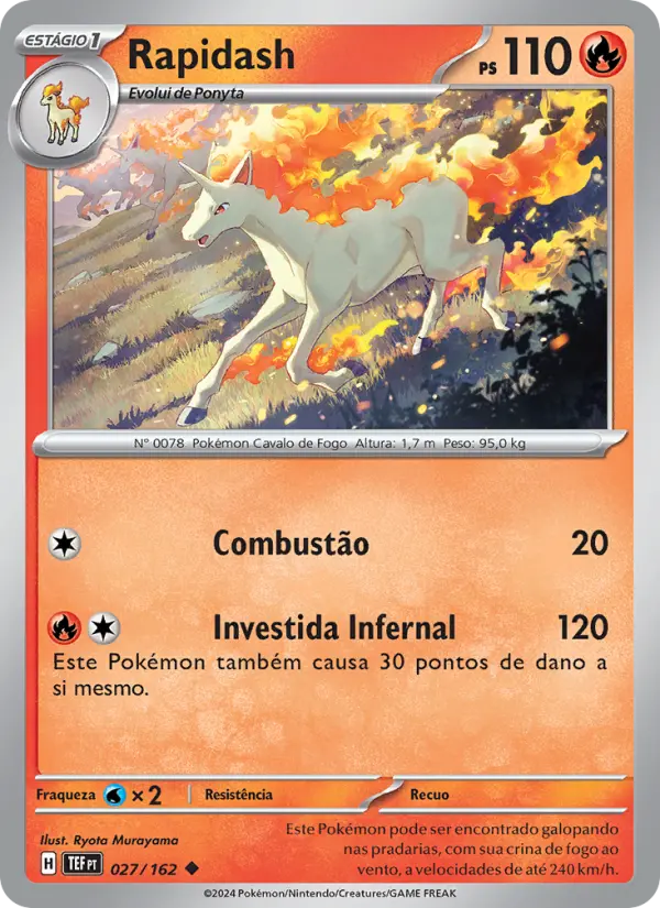 Carta Rapidash, número 027/162 da coleção Forças Temporais
