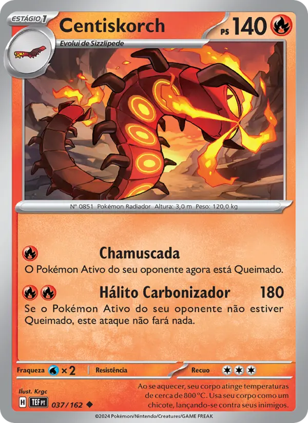 Carta Centiskorch, número 037/162 da coleção Forças Temporais