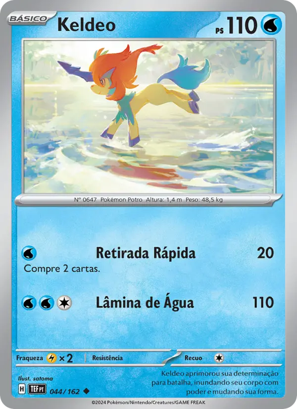 Carta Keldeo, número 044/162 da coleção Forças Temporais