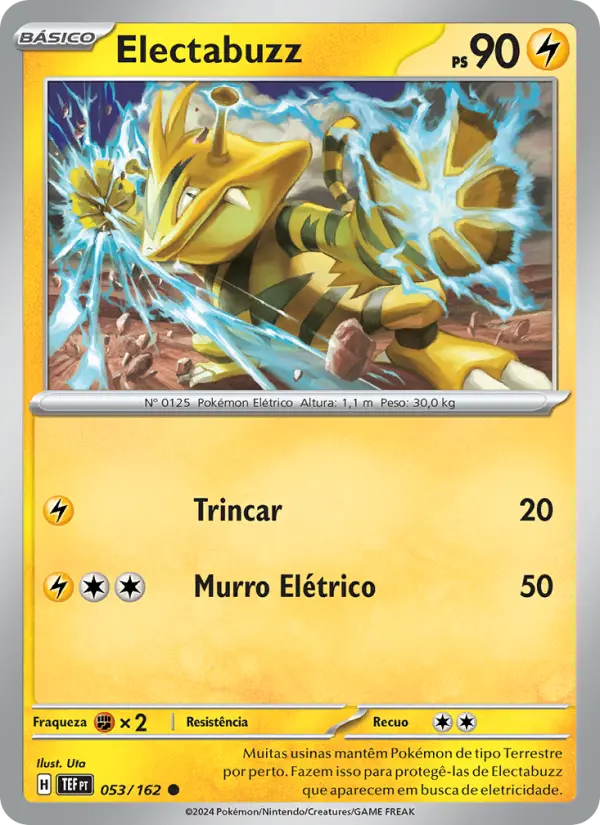 Carta Electabuzz, número 053/162 da coleção Forças Temporais