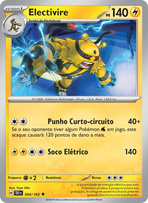 Carta Electivire, número 054/162 da coleção Forças Temporais