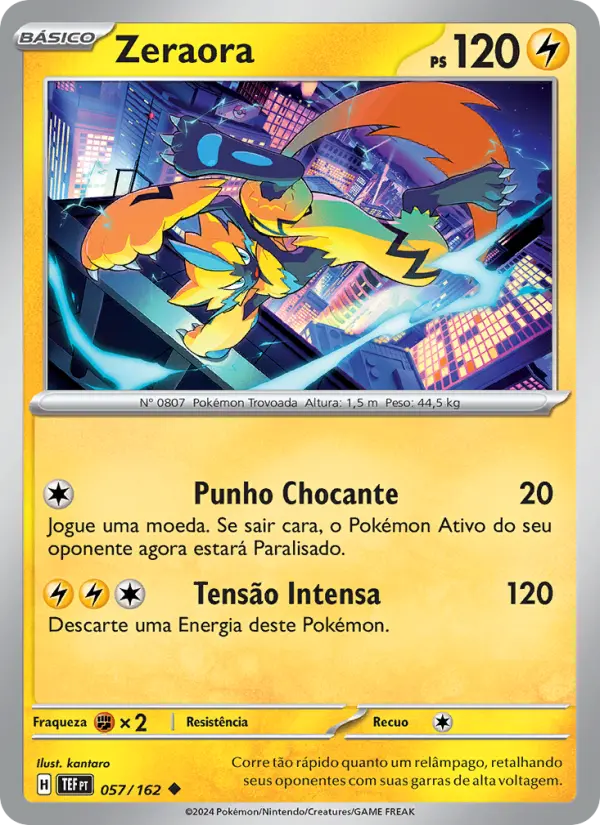 Carta Zeraora, número 057/162 da coleção Forças Temporais