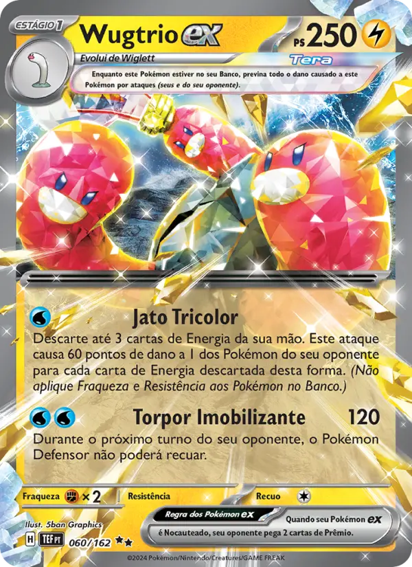 Carta Wugtrio ex, número 060/162 da coleção Forças Temporais