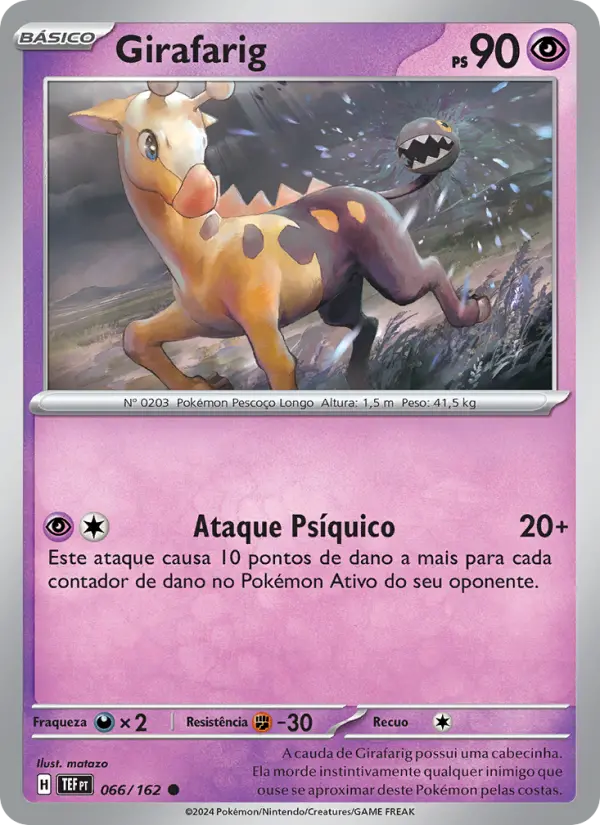 Carta Girafarig, número 066/162 da coleção Forças Temporais