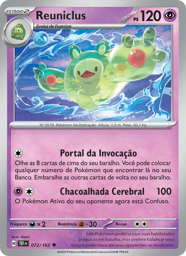 Carta Reuniclus, número 072/162 da coleção Forças Temporais