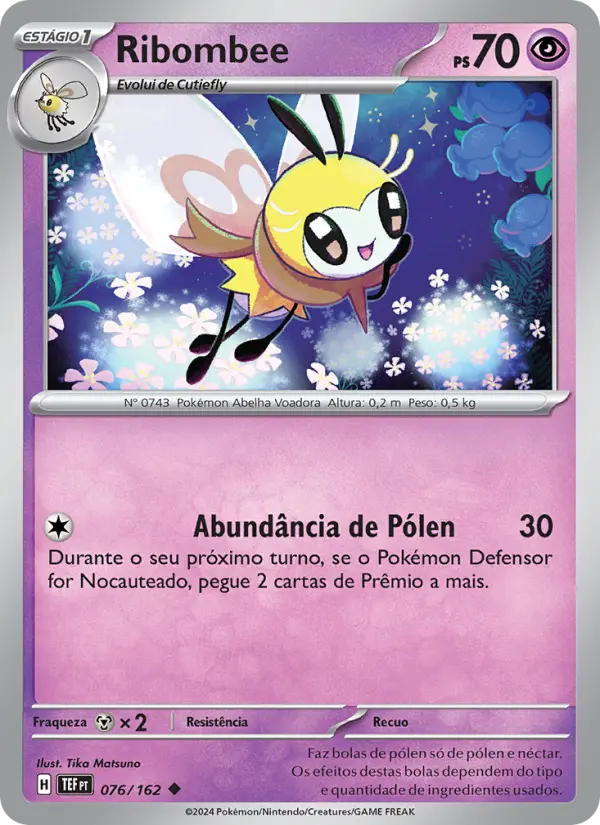 Carta Ribombee, número 076/162 da coleção Forças Temporais