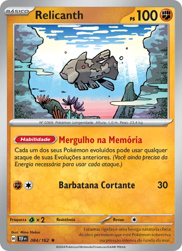 Carta Relicanth, número 084/162 da coleção Forças Temporais