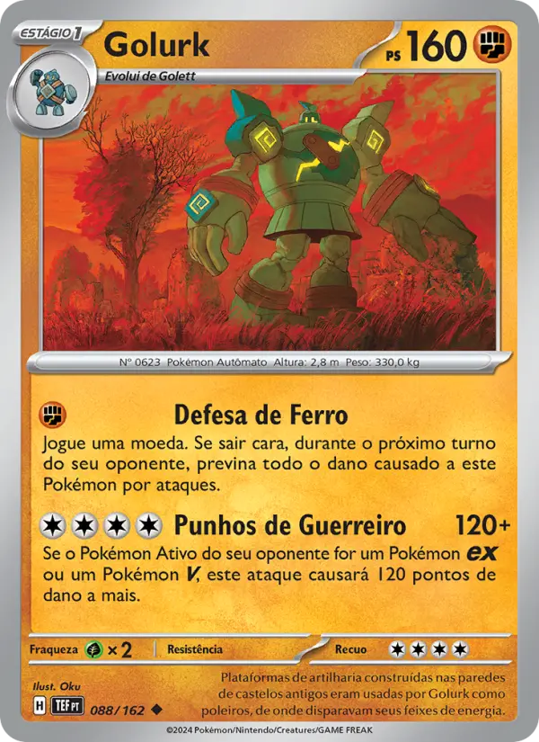 Carta Golurk, número 088/162 da coleção Forças Temporais