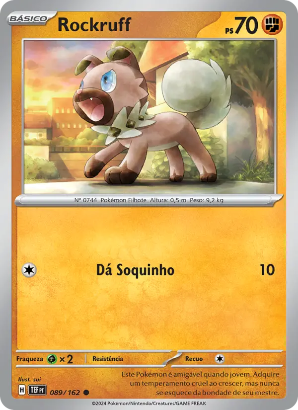 Carta Rockruff, número 089/162 da coleção Forças Temporais