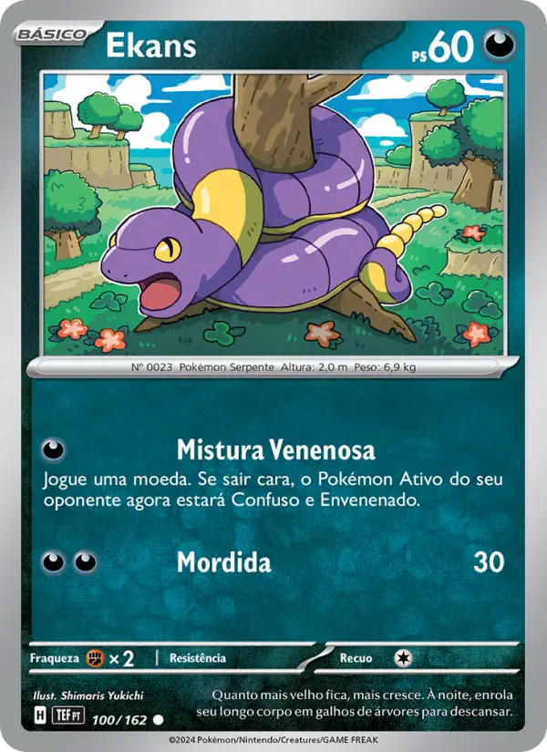 Carta Ekans, número 100/162 da coleção Forças Temporais