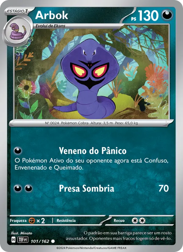 Carta Arbok, número 101/162 da coleção Forças Temporais