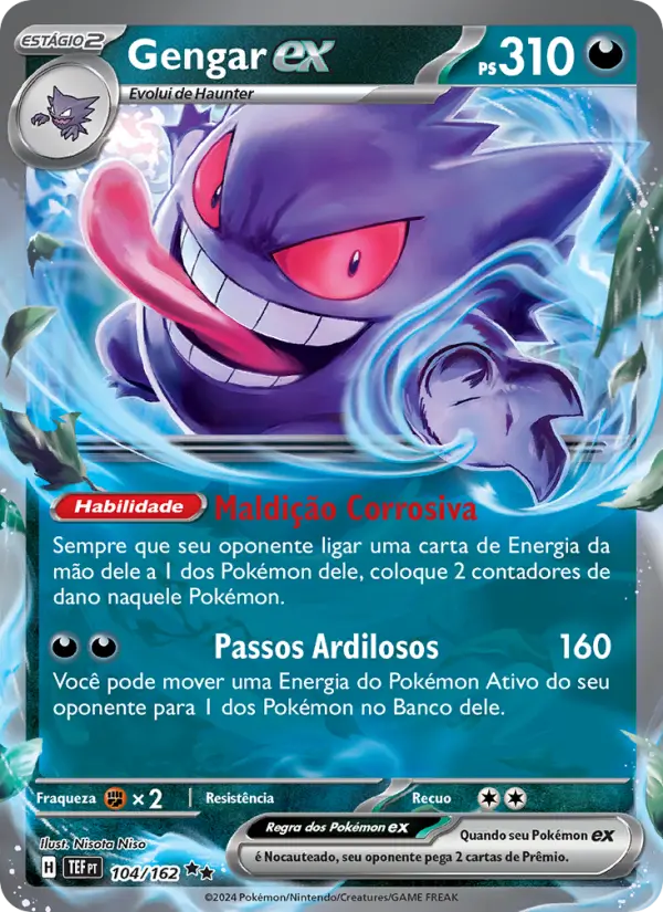 Carta Gengar ex, número 104/162 da coleção Forças Temporais