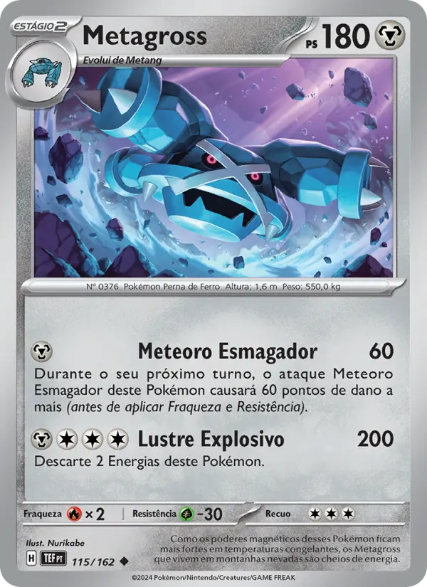 Carta Metagross, número 115/162 da coleção Forças Temporais