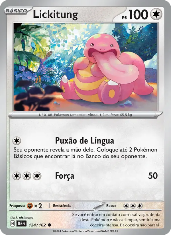 Carta Lickitung, número 124/162 da coleção Forças Temporais
