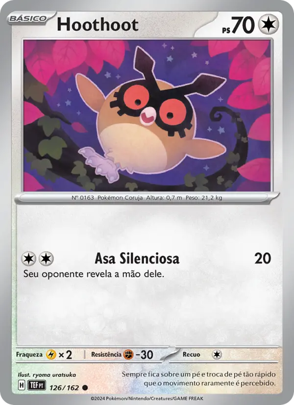 Carta Hoothoot, número 126/162 da coleção Forças Temporais