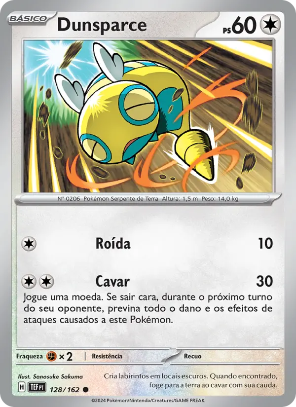 Carta Dunsparce, número 128/162 da coleção Forças Temporais