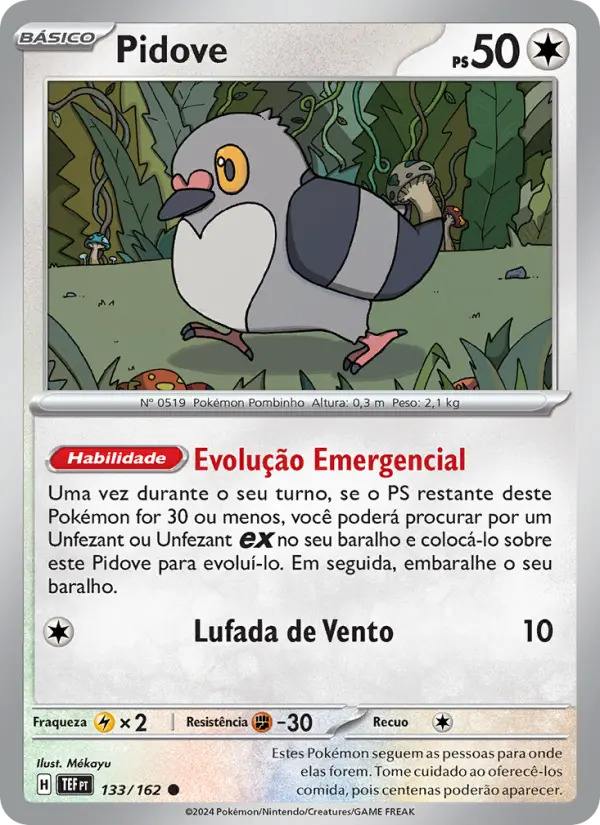 Carta Pidove, número 133/162 da coleção Forças Temporais