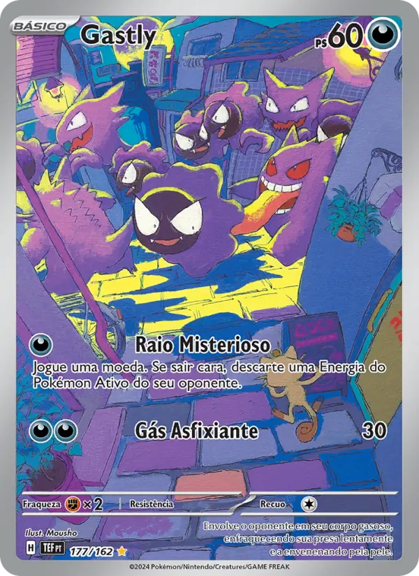 Carta Gastly, número 177/162 da coleção Forças Temporais