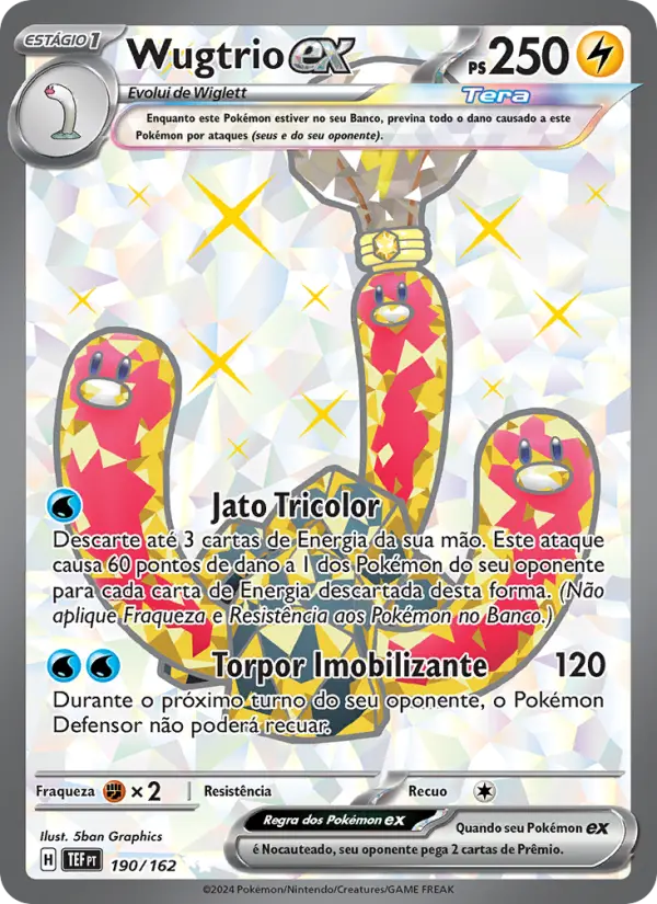 Carta Wugtrio ex, número 190/162 da coleção Forças Temporais