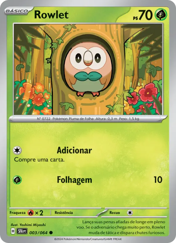 Carta Rowlet, número 003/64 da coleção Fábulas Nebulosas